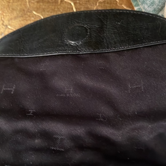 HALSTON black leather signature cross body with adjustable strap. Gorgeous - Picture 6 of 9